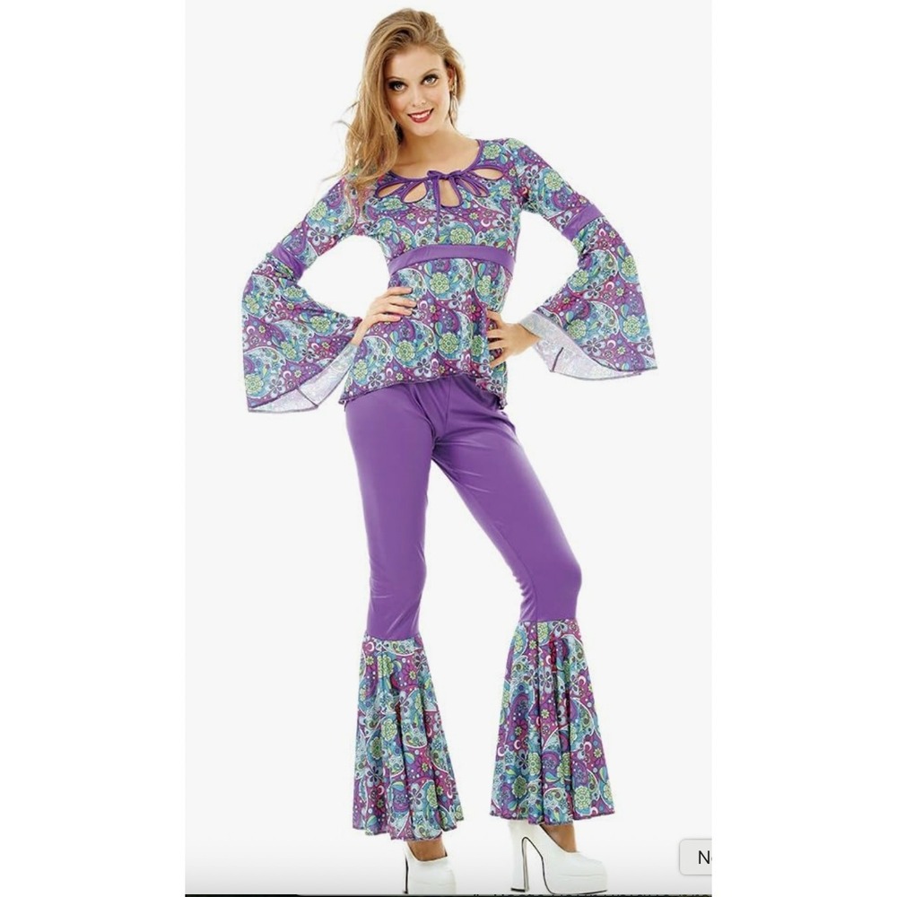 Hauntlook Disco Diva Hippie Dress Up‎ Halloween Costume Adult Womens XL NEW NWT
